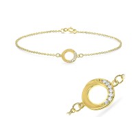 Round CZ On Ring Shape Bracelet BRS-540-GP